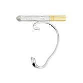 Silver earring with a clear gemstone on a white background